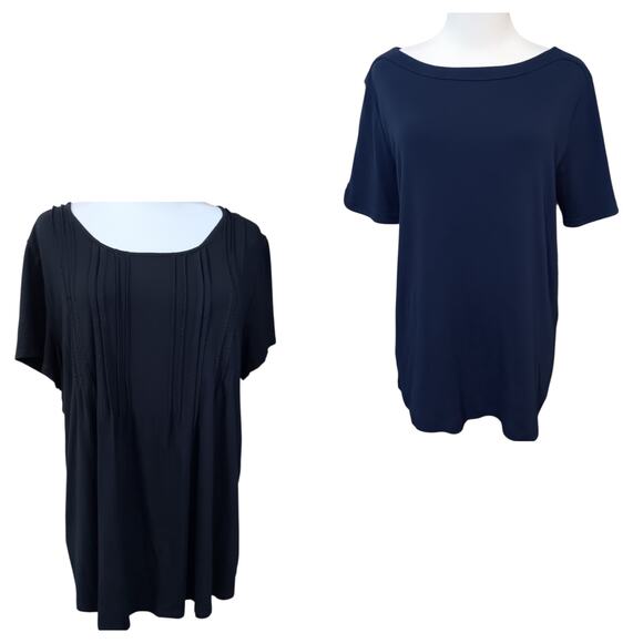 CHICO'S 2 Lot of 2 Soft Knit Tops Large Pullover Comfort Black Blue Casual Basic - Picture 9 of 11